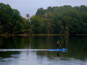 Pam powers down the Waugh River at Tatamagouche, Nova Scotia. Choosing the top highlights of a standup paddling pilgrimage across Canada is like trying to pick a favourite child out of a large brood. After all, the trip last fall sampled 19 bodies of water and covered more than 10,000 kilometres of road in 30 days. The cross-country quest with photographer and standup paddleboard ("SUP") instructor Pam Martin was twofold -- celebrate Canada's 150th birthday in grand style, much of it on water with an Atlantic to Pacific trip, and do it in throwback fashion, often sleeping in a vintage camper van from Wicked Campers.