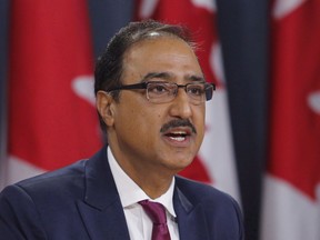 Infrastructure Minister Amarjeet Sohi speaks at a press conference in Ottawa on Thursday, April 19, 2018. After a long search, Pierre Lavallee has been named president and CEO of the Canada Infrastructure Bank. "The bank will help attract private sector investment to help public dollars go further and encourage innovation in helping communities advance their infrastructure priorities," Infrastructure Minister Amarjeet Sohi said in a statement.