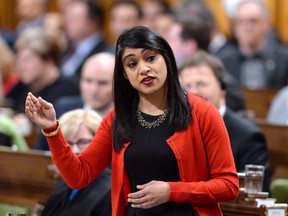 Leader of the Government in the House of Commons Bardish Chagger rises during Question Period in the House of Commons on Parliament Hill in Ottawa on Thursday, Feb. 8, 2018. The Trudeau government is shutting down debate on a massive bill to overhaul laws governing federal elections as it rushes to ensure the reforms can be implemented in time for the 2019 election.THE CANADIAN PRESS/Justin Tang