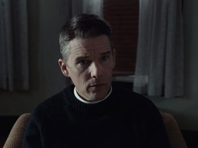 Actor Ethan Hawke is shown in a scene from the film "First Reformed."