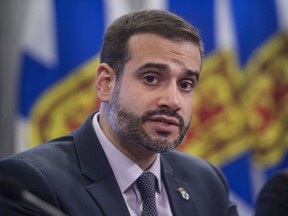 Nova Scotia Education Minister Zach Churchill speaks during a press conference in Halifax on January 24, 2018. More than 190 people will be hired for the upcoming school year in Nova Scotia as part of a $15 million effort to boost supports for complex classroom needs including behaviour issues and autism. Education Minister Zach Churchill says the new hirings will include a range of professionals to support teachers whom he says "can't do it alone."