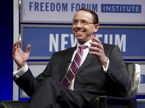 Deputy Attorney General Rod Rosenstein speaks during an event at the Newseum, Tuesday, May 1, 2018 in Washington.