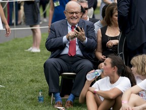 Rudy Giuliani, an attorney for President Donald Trump, attends White House Sports and Fitness Day on the South Lawn of the White House, Tuesday, May 29, 2018, in Washington.