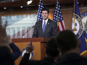 Speaker of the House Paul Ryan, R-Wis., promotes this year's renewal of the farm bill during a news conference on Capitol Hill in Washington, Thursday, May 17, 2018. GOP leaders have crafted the bill as a measure for tightening work and job training requirements for food stamps.