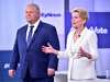 Progressive Conservative Leader Doug Ford and Liberal Premier Kathleen Wynne at an Ontario election debate in Toronto on May 7, 2018.