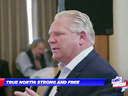 A scene from one of Doug Ford’s simulated news items. 