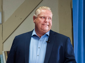 Ontario PC leader Doug Ford at a campaign stop in Pickering on Tuesday, May 22.