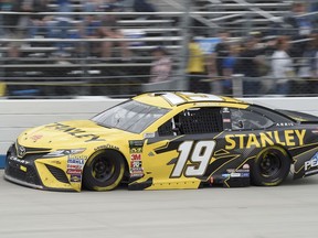 Daniel Suarez competes during the NASCAR Cup Series auto race, Sunday, May 6, 2018, at Dover International Speedway in Dover, Del.