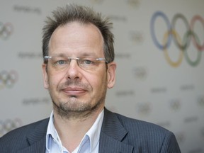 FILE - In this Dec. 5, 2017 file photo Hajo Seppelt, journalist for the German ARD Television, poses for photographer on the side line of the International Olympic Committee, IOC, Executive Board meeting, in Lausanne, Switzerland. German officials called Saturday on the global soccer federation FIFA to intervene after the journalist who exposed systematic doping in Russian athletics was denied entry to Russia to report on the upcoming World Cup.