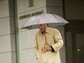 Former Popular Party's treasurer Luis Barcenas arrives to the National Court in Madrid, Monday, May 28, 2018. Spain's National Court decides whether to order immediate imprisonment of 16 out of 29 officials and businesspeople convicted in a major graft case involving the governing conservative party of Prime Minister Mariano Rajoy.