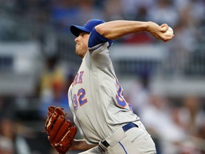 New York Mets starting pitcher Steven Matz works in the first inning of the team's baseball game against the Atlanta Braves on Tuesday, May 29, 2018, in Atlanta.