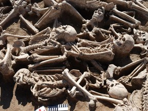 A mass burial in Omnogobi, Mongolia. One of these Xiongnu warriors who fell in battle carried an ancient hepatitis B sequence.