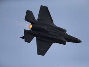 In this Dec. 29, 2016 file photo, an Israeli Air Force F-35 plane performs during a graduation ceremony for new pilots in the Hatzerim Air Force Base near Beersheba, Israel.