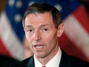 FILE - This March 1, 2018 file photo shows Rep. Mike Kennedy, R-Alpine, speaking during news conference at the Utah State Capitol in Salt Lake City. Mitt Romney is heading into a debate against Republican state lawmaker Kennedy, who forced him into a primary in the race for a Utah Senate seat. The contest Tuesday evening, May 29, pits heavily favored former presidential contender Romney against Kennedy, a conservative doctor and lawyer who won with state party stalwarts after calling for change in Washington.