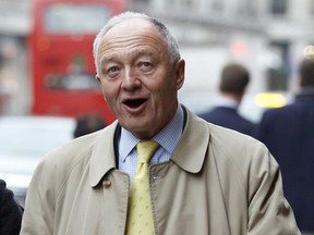 FILE - In this Thursday, April 5, 2012 file photo, Labour's Ken Livingstone arrives on Regent Street for a visit to Hamleys toy shop in London. Former London Mayor Ken Livingstone has resigned from Britain's Labour Party, which had suspended him over allegations of anti-Semitism. Livingstone said on Monday, May 21, 2018 that he was quitting because the issue had become a "distraction."