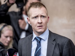 FILE - In this Wednesday, April 25, 2018 file photo, prosecutor Jakob Buch-Jepsen at a press briefing in front of the courthouse in Copenhagen, Denmark, after the verdict in the case of Peter Madsen. Prosecutors say that Danish submarine inventor Peter Madsen is not appealing his murder conviction over the killing and dismemberment of Swedish journalist Kim Wall. The prosecution tweeted Monday, May 7, 2018 that the defense has only appealed against the life sentence handed down to Madsen by Copenhagen City Court.