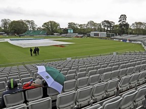 The start of Ireland's inaugural first Test against Pakistan is delayed following overnight rain in Malahide on day one of the International Test Match at The Village in Dublin, Friday May 11, 2018. Ireland plays its inaugural cricket test against Pakistan in the grounds of Malahide Castle on Friday.