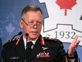 Chief of Defence Staff Gen. Jonathan Vance delivers a keynote presentation at the CDA Conference on Security and Defence in Ottawa on Friday, February 23, 2018. The Canadian military has been getting heavier up top, and not in the muffin sort of way.THE CANADIAN PRESS/Fred Chartrand