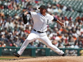 Detroit Tigers pitcher Blaine Hardy throws in the second inning of a baseball game against the Chicago White Sox in Detroit, Sunday, May 27, 2018.