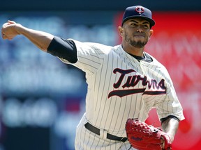 Minnesota Twins pitcher Fernando Romero throws against the Toronto Blue Jays in the first inning of a baseball game Wednesday, May 2, 2018, in Minneapolis.