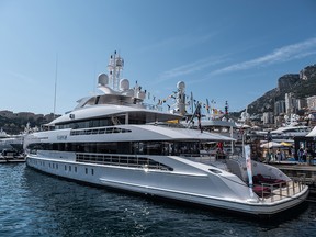 The hybrid propulsion superyacht Home, manufactured by Heesen Yacht Builders BV, sits at the dockside during the Monaco Yacht Show (MYS) in Port Hercules, Monaco, on Wednesday, Sept. 27, 2017.