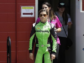 Danica Patrick leaves infield hospital after being checked and released following a crash in the Indianapolis 500 auto race at Indianapolis Motor Speedway in Indianapolis Sunday, May 27, 2018.
