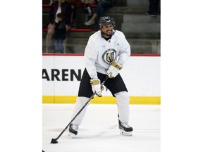 Vegas Golden Knights right wing Ryan Reaves skates during practice Tuesday, May 29, 2018, in Las Vegas. Game 2 of the Stanley Cup NHL hockey finals between Vegas and the Washington Capitals is scheduled for Wednesday.