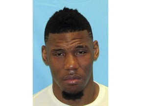 This booking photo released by the Frisco Police Department shows Terrance Williams. The Dallas Cowboys receiver was arrested on a charge of public intoxication early Saturday, May 19, 2018, in the Dallas suburb of Frisco, Texas, after police responded to an accident involving his Lamborghini and found Williams riding an electric bicycle on a road near his home.  (Frisco Police Department via AP)