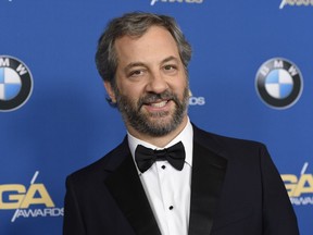 FILE - In this Feb. 3, 2018 file photo, Judd Apatow arrives at the 70th annual Directors Guild of America Awards in Beverly Hills, Calif.   A collection of 4,000 hours of video interviews recorded over more than two decades by the Television Academy Foundation will be available for free on a website. Apatow made use of footage from a Garry Shandling interview for a documentary released this year about the late comedian. The clips were licensed from the foundation, one of the ways it generates money to preserve and expand the archive's collection.