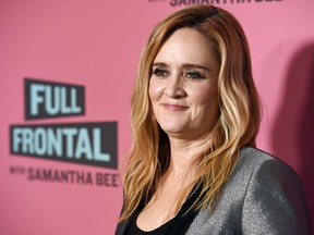 FILE - In this May 24, 2018 file photo, Samantha Bee, host of "Full Frontal with Samantha Bee," poses at an Emmy For Your Consideration screening of the television talk show at the Writers Guild Theatre in Beverly Hills, Calif. Bee is under fire for referring to Ivanka Trump as a "feckless c---" on her TBS comedy show. White House press secretary Sarah Sanders on Thursday called Bee's language "vile and vicious."