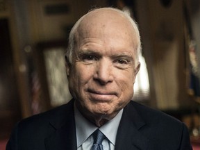 This image released by HBO shows Sen. John McCain, R-Ariz., who is the subject of the documentary "John McCain: From Whom the Bell Tolls," debuting on Memorial Day on HBO.