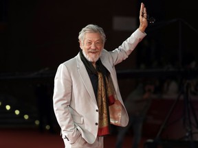 FILE - In this Nov. 1, 2017 file photo, actor Ian McKellen poses on the red carpet at the 12th edition of the Rome Film Fest, in Rome. McKellen is starring as King Lear in a London production that begins a four-month run in July. McKellen is getting a career and life retrospective through a new documentary called "McKellen: Playing The Part."