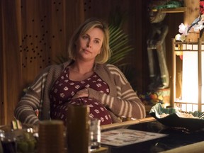 This image released by Focus Features shows Charlize Theron in a scene from "Tully."