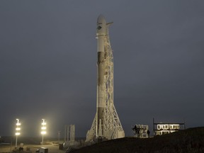 In this photo provided by NASA, the SpaceX Falcon 9 rocket is seen with the NASA/German Research Centre for Geosciences GRACE Follow-On spacecraft and onboard, Monday, May 21, 2018, at Space Launch Complex 4E at Vandenberg Air Force Base in California. The mission will measure changes in how mass is redistributed within and among Earth's atmosphere, oceans, land and ice sheets, as well as within Earth itself. GRACE-FO is sharing its ride to orbit with five Iridium NEXT communications satellites as part of a commercial ride-share agreement.