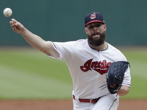 Cleveland Indians starting pitcher Corey Kluber delivers in the first inning of a baseball game against the Chicago White Sox, Wednesday, May 30, 2018, in Cleveland.