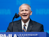 Former U.S. Marine Lt. Col. Oliver North speaks at a National Rifle Association event in Dallas on May 4, 2018.
