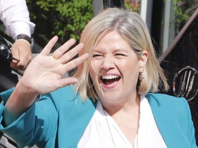 Ontario NDP Leader Andrea Horwath arrives at a campaign stop in Ottawa on Sunday, May 20, 2018.