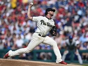 Philadelphia Phillies starting pitcher Aaron Nola throws during the first inning of a baseball game against the Toronto Blue Jays, Saturday, May 26, 2018, in Philadelphia.