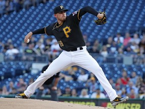 Pittsburgh Pirates starting pitcher Joe Musgrove delivers in the first inning of the team's baseball game against the St. Louis Cardinals in Pittsburgh, Friday, May 25, 2018.