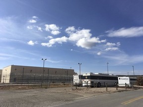 This November 2017 photo provided by Sarah Macaraeg shows the Cibola County Correctional Center in Milan, N.M. The death of a transgender woman while in the custody of U.S. Immigration and Customs Enforcement has prompted advocates to demand that LGBT migrant detainees be freed until their cases are heard.