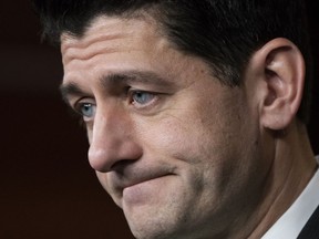 FILE--In this April 17, 2018, file photo, Speaker of the House Paul Ryan, R-Wis., talks to reporters on Capitol Hill in Washington. Ryan said in Beverly Hills, Calif., Wednesday, May 2, 2018, that a Democratic takeover of the House or Senate in November would lead to a stalemate in Congress while opening the way for partisan investigations of the Trump White House.