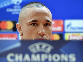 AS Roma's Radja Nainggolan attends a press conference at the Olympic stadium, in Rome, Tuesday, May 1, 2018. AS Roma will face Liverpool in a Champions League semi-final return leg in Rome on Wednesday.