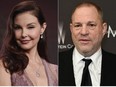 This combination photo shows Ashley Judd during the 2017 Television Critics Association Summer Press Tour in Beverly Hills, Calif., on July 25, 2017, left, and Harvey Weinstein at The Weinstein Company and Netflix Golden Globes afterparty in Beverly Hills, Calif., on Jan. 8, 2017.
