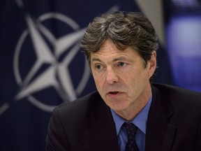 Arndt Freytag von Loringhoven, NATO Assistant Secretary General for Intelligence joins Rear-Admiral Scott Bishop, Commander of Canadian Forces Intelligence Command and Chair of the NATO Military Intelligence Committee, and speak to media regarding their participation in the NATO Military Intelligence Committee Conference in Ottawa on Thursday, May 24, 2018.