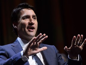 Prime Minister Justin Trudeau participates in an armchair discussion at a luncheon given by the Economic Club of New York in New York on Thursday, May 17, 2018.