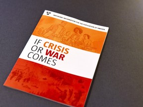 Sweden's Civil Contingencies Agency presents the advice booklet "If Crisis or War Comes" during a press conference in Stockholm, Monday May 21, 2018.