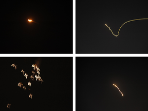 Images released by the Syrian Arab News Agency on  May 10, 2018 purportedly showing air defence systems intercepting Israeli missiles over Syrian airspace.