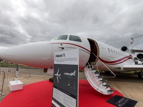 The Falcon 7X business jet is manufactured by Dassault Aviation SA.