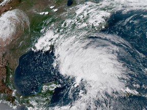 This image taken Saturday, May 26, 2018, at 21:30 UTC, shows Subtropical Storm Alberto in the the Gulf of Mexico. The slow-moving system is expected to cause wet misery across the eastern U.S. Gulf Coast over the holiday weekend.
