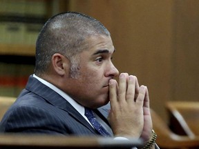 FILE - In this Oct 13, 2016 file photo, McLennan County District Attorney Abel Reyna appears in court in Waco, Texas. Prosecutors have narrowed the scope of a the case stemming from a May 17, 2015 shooting left nine bikers dead, 20 wounded and nearly 200 arrested outside a Twin Peaks restaurant, in Waco. Problems with evidence and the lead Prosecutor's damaged credibility could get in the way of any convictions.
